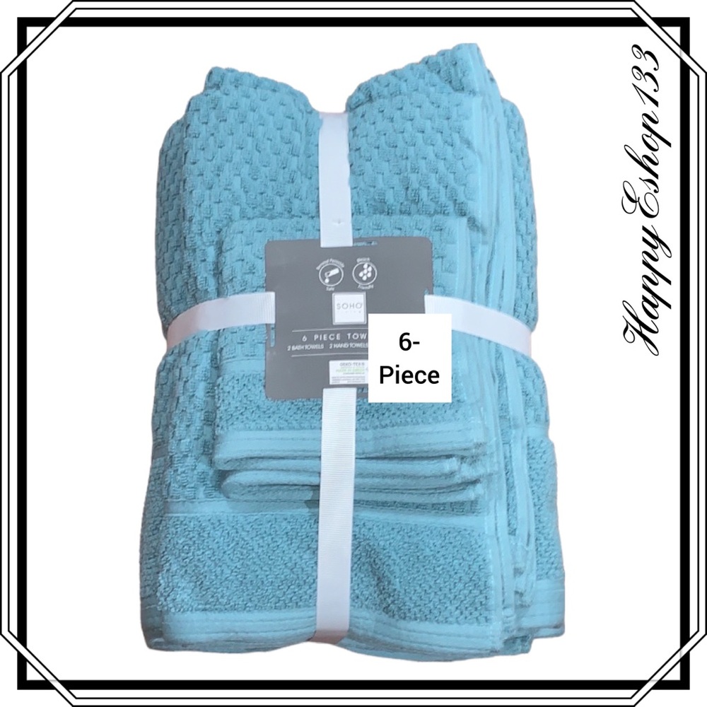 SOHO Living 100% Cotton Towel Set 6-Piece Bath Hand Washcloth
